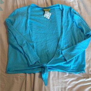 Definite view Turquoise Tie-Front Lightweight Cardigan